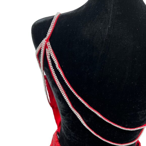 Alyce Paris One Shoulder Sequin Gown Open Back Red Size 12 New - Picture 6 of 13